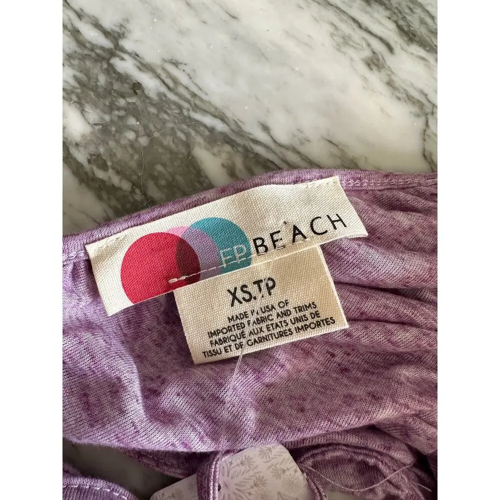 FREE PEOPLE BEACH Gathered Cut Out Strappy V Neck Mini Dress XS Made in USA